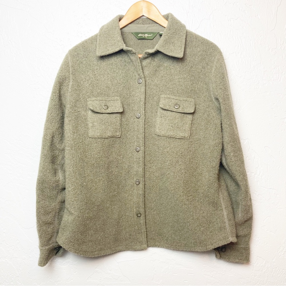 Eddie Bauer Green Button Front Shacket Large - image 1